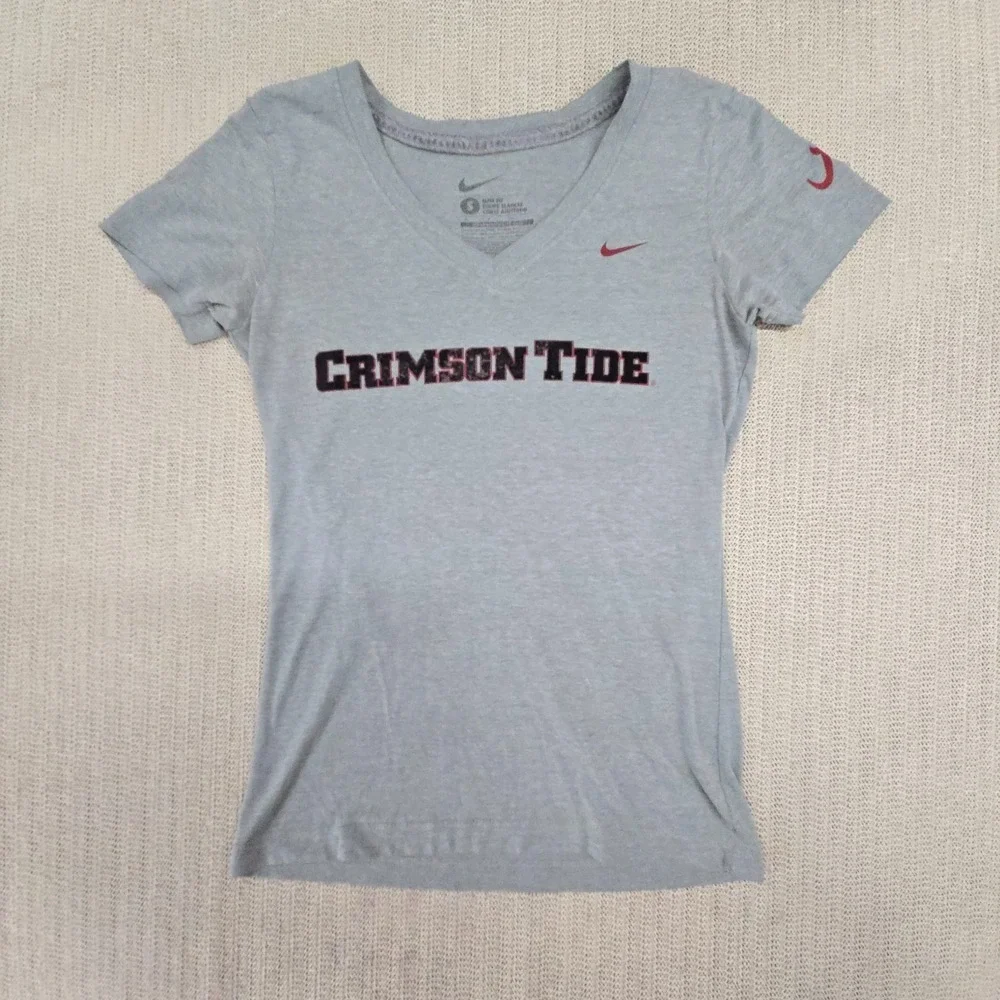 Nike Alabama Crimson Tide Shirt Womens Small Gray Short Sleeve SEC Football Slim